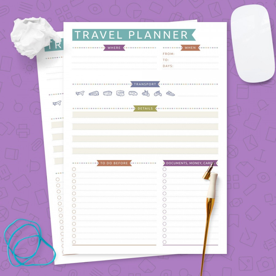 Travel Planner Template - Casual Style Template - Printable PDF