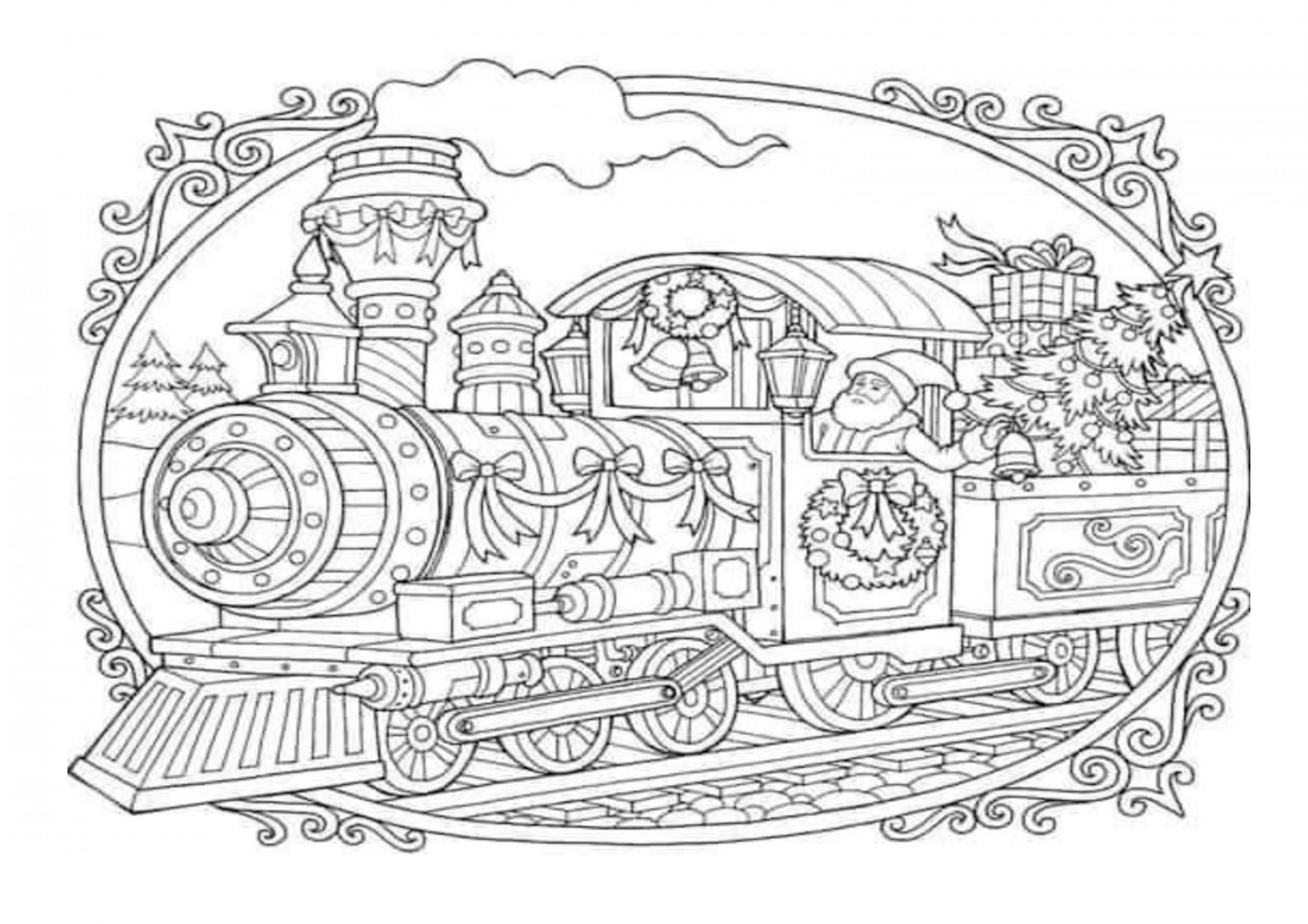 Tren Santa  Free christmas coloring pages, Printable christmas