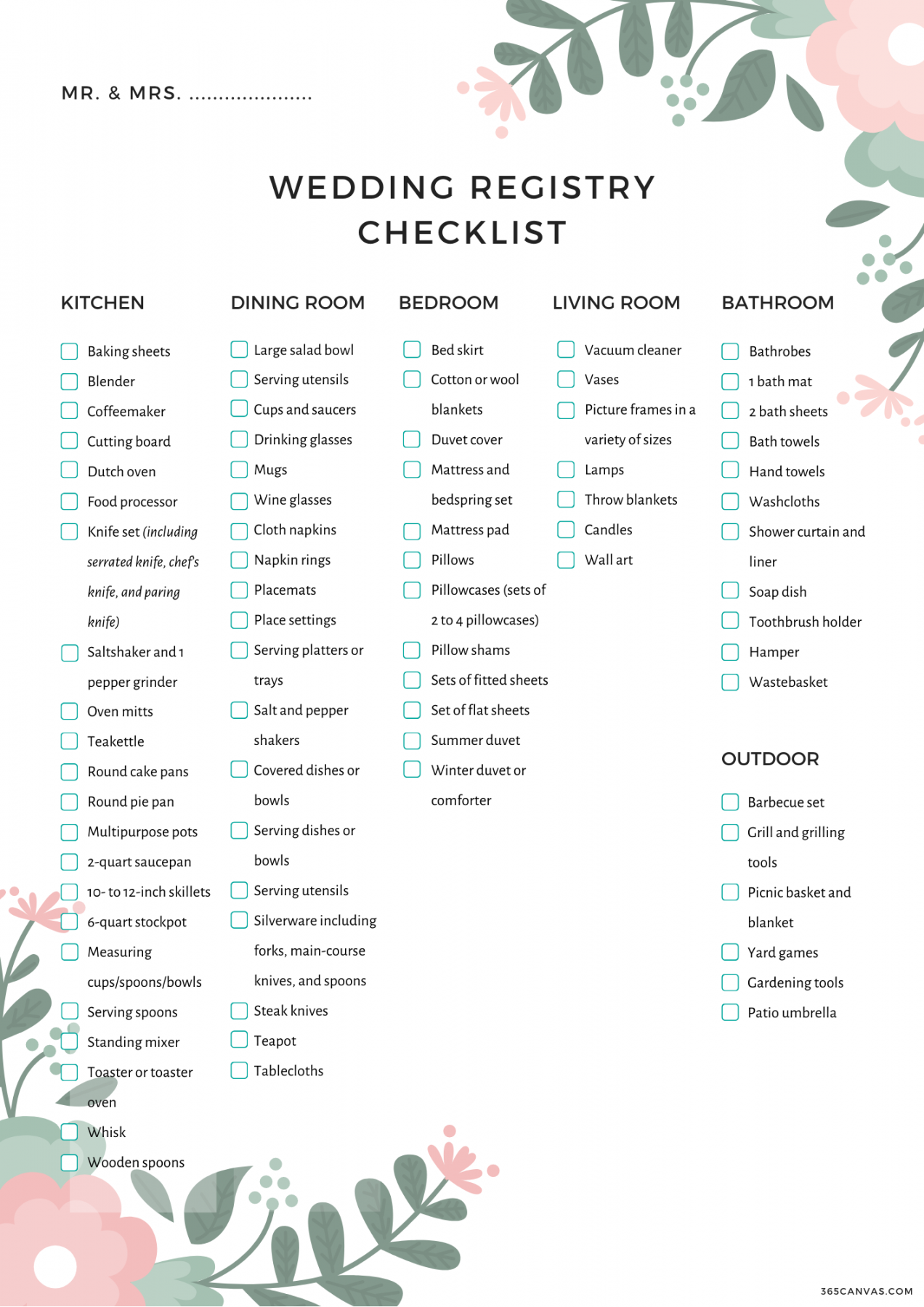 Ultimate Wedding Registry Checklist (Printable)  Wedding registry