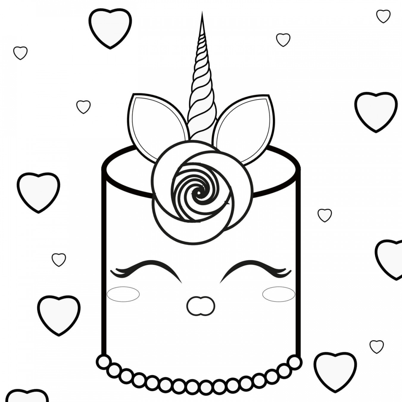 Unicorn Cake Coloring Pages Printable for Free Download