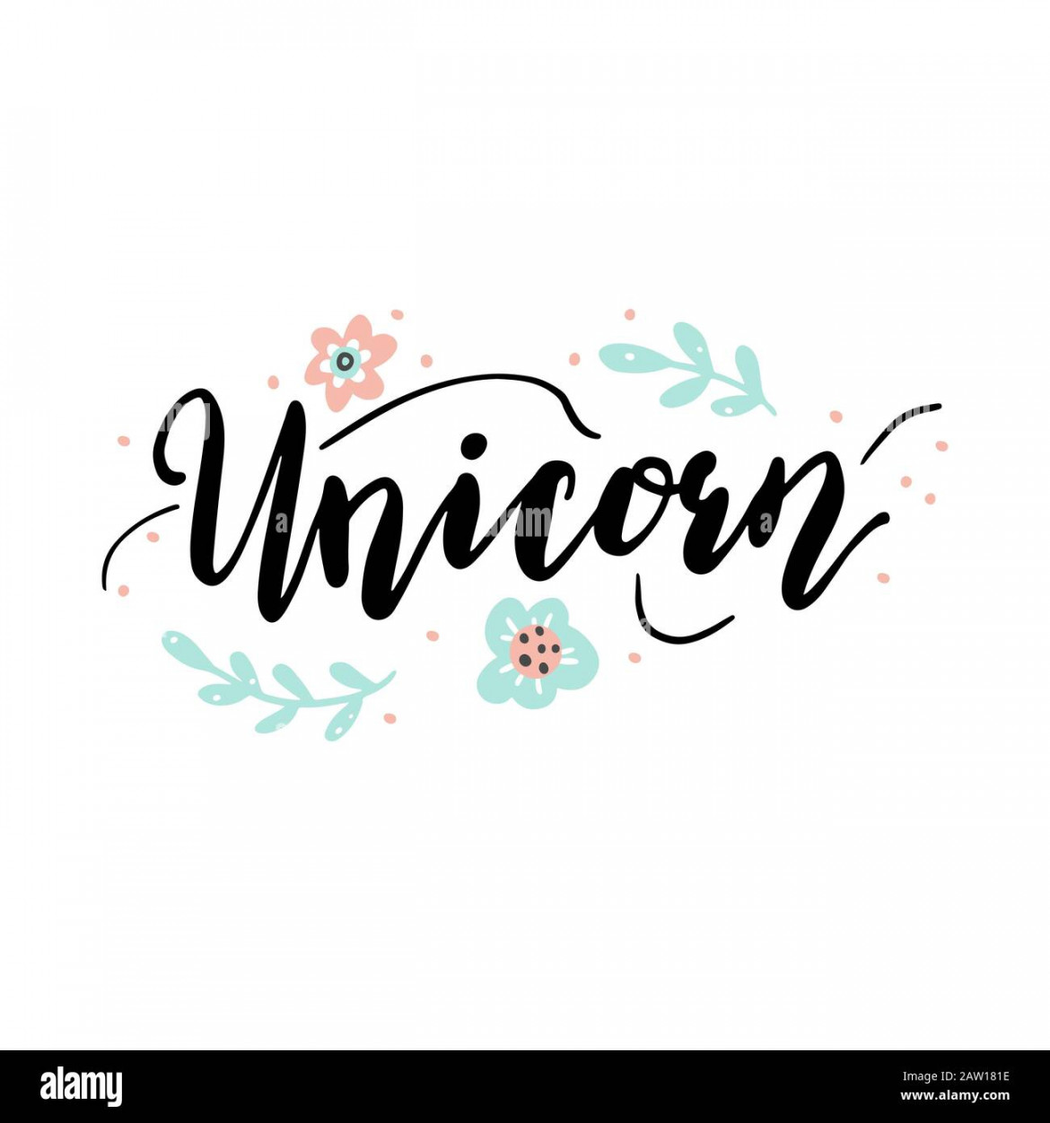 Unicorn lettering text for baby, kids, girl logo, banner design