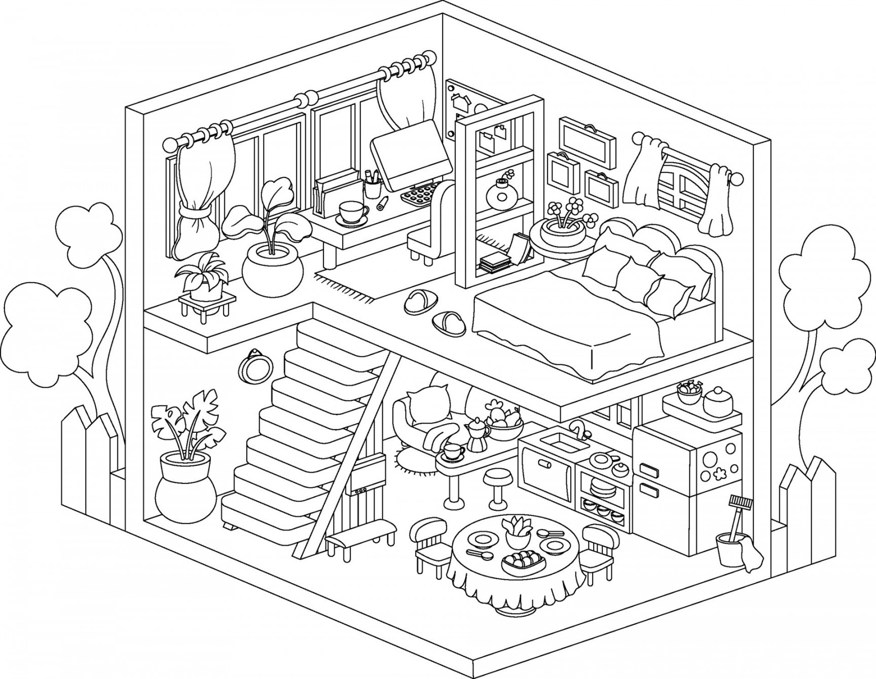 Vector isometric d house interior