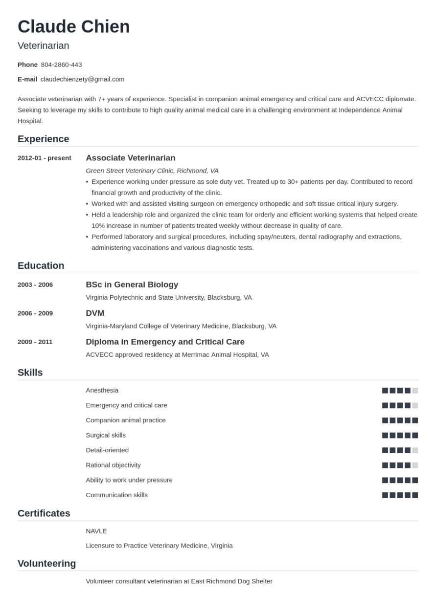 Veterinarian Resume Examples (Guide & Template)