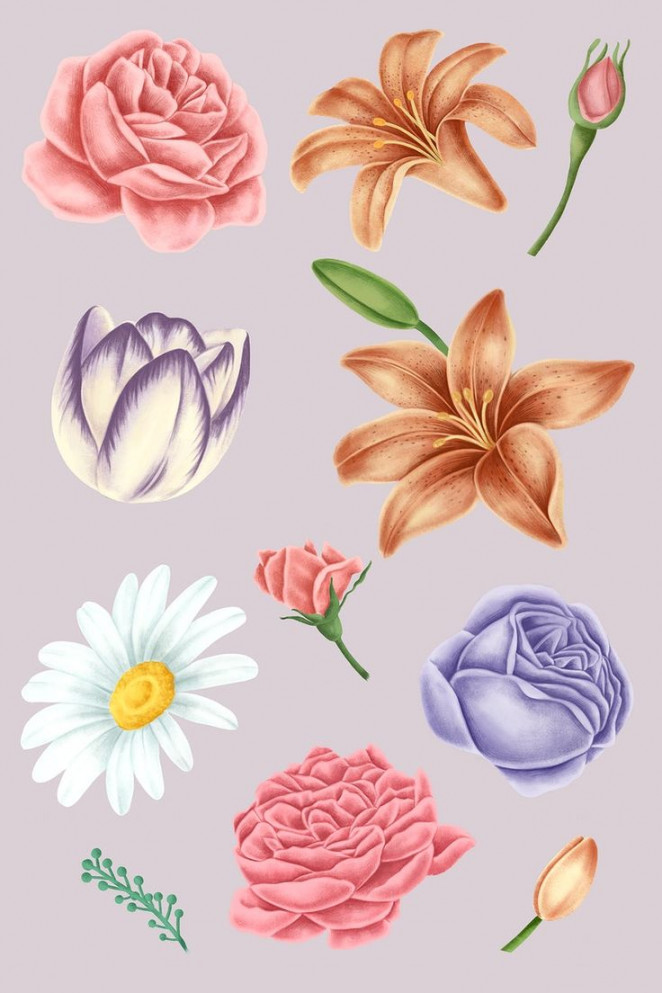 Vintage flower element collection mobile phone wallpaper