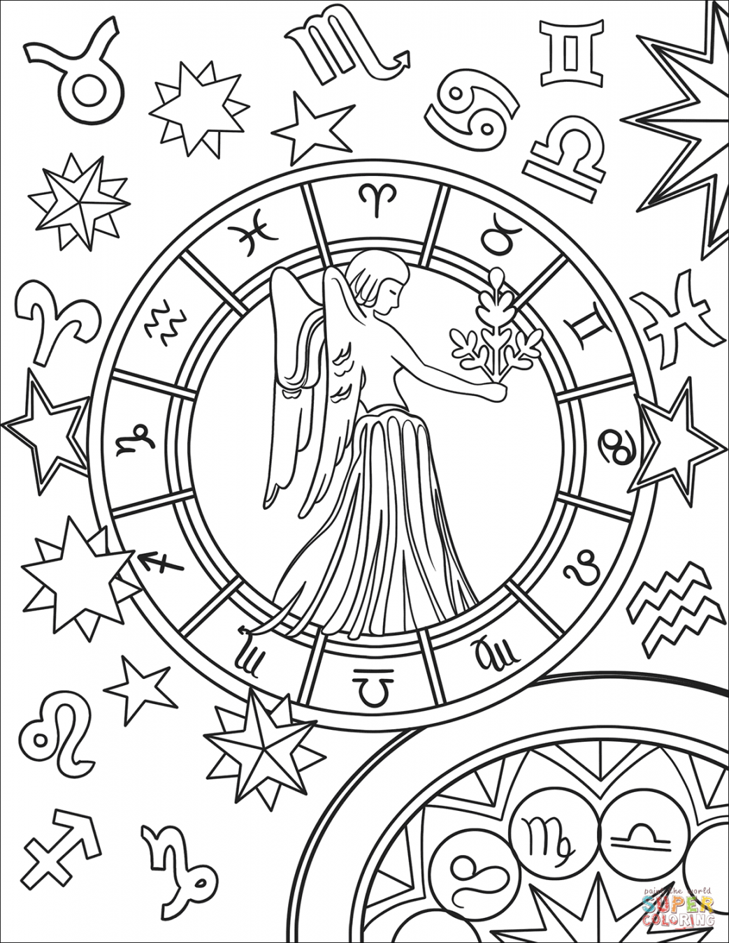 Virgo Zodiac Sign coloring page  Free Printable Coloring Pages