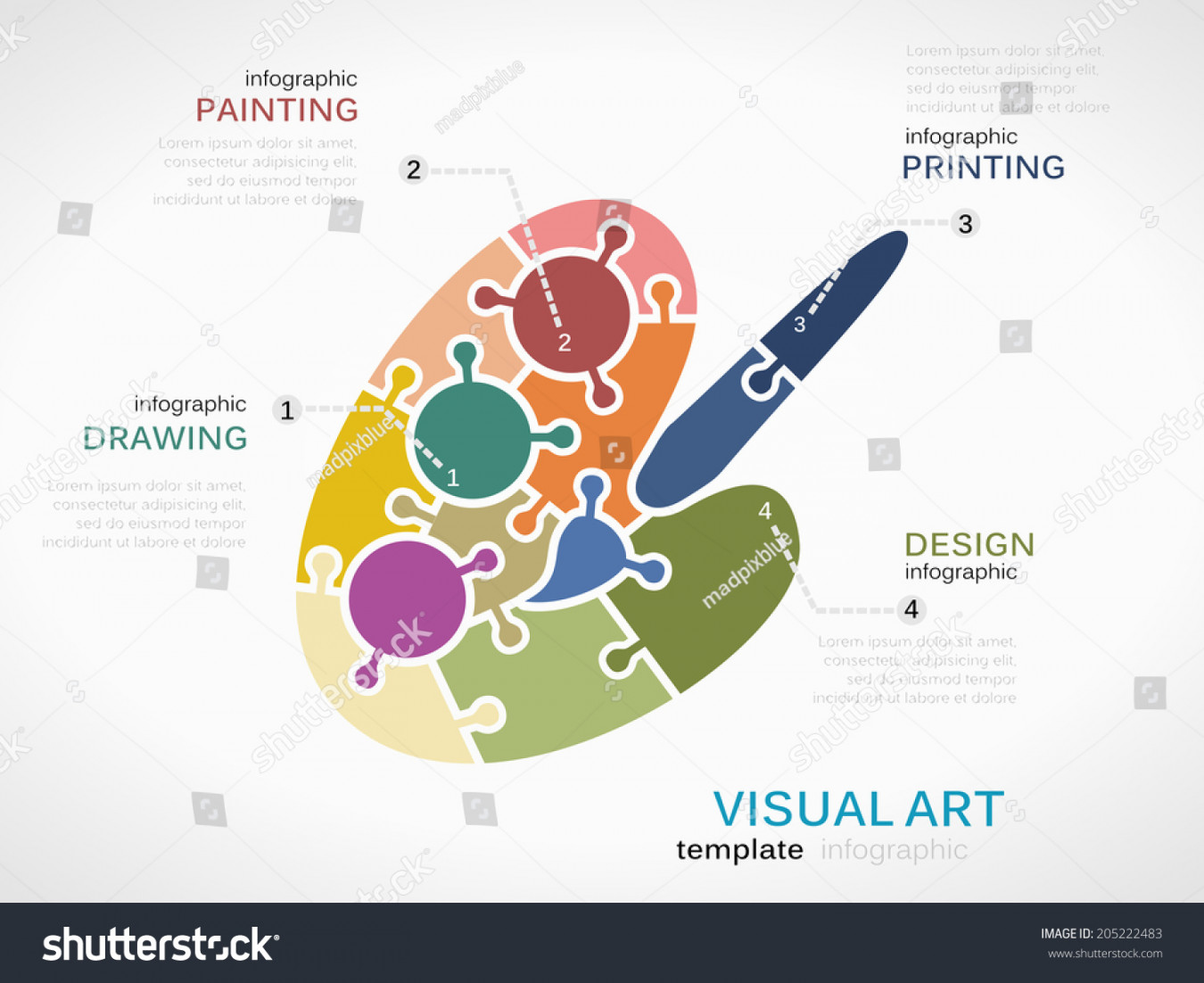 Visual Art Concept Infographic Template Palette Stock Vector