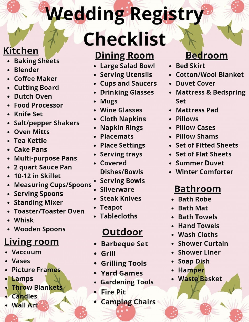 Wedding Registry Checklist - Etsy