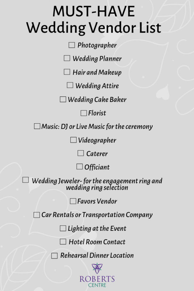 Wedding Vendor List  Planning a small wedding, Wedding planning