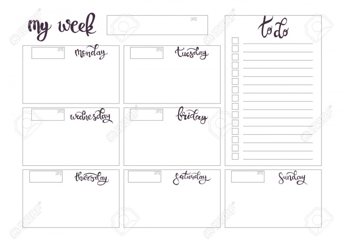 Weekly Planner Blank To Do Template Bullet Journal Royalty Free