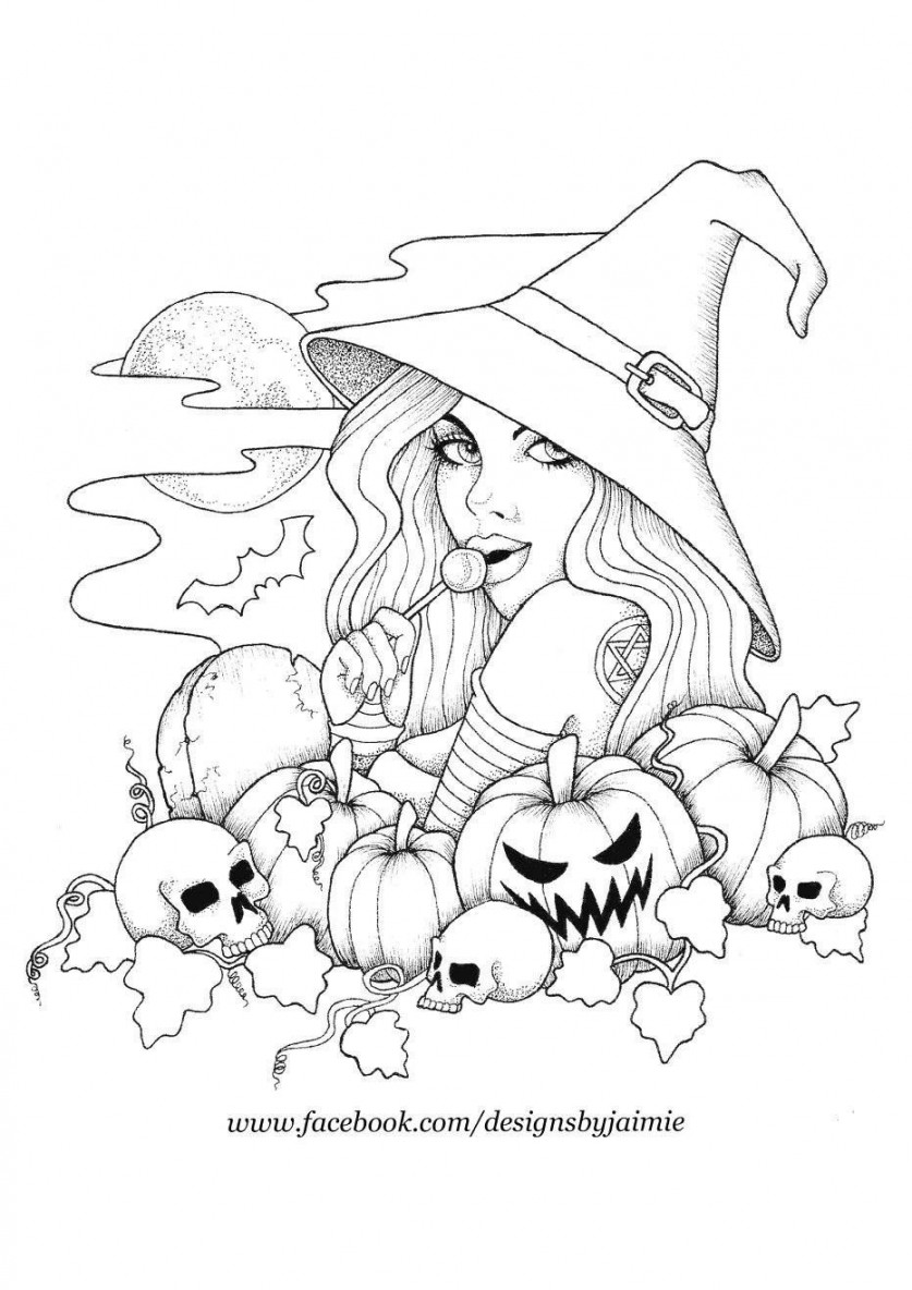 Witch and pumpkins  Witch coloring pages, Halloween coloring