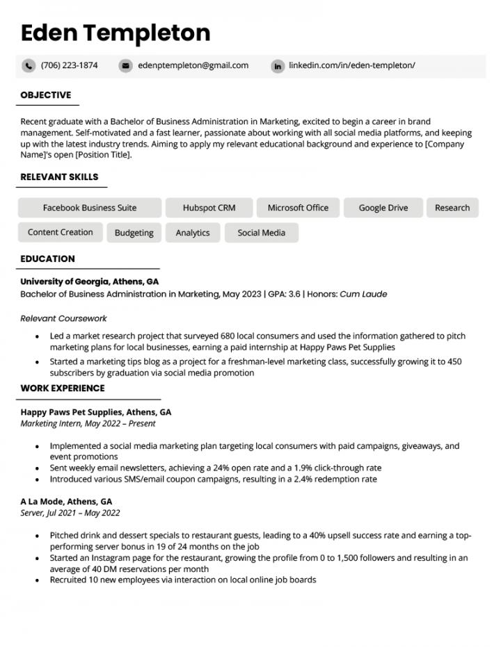 Writing an Undergraduate Resume (With Examples)