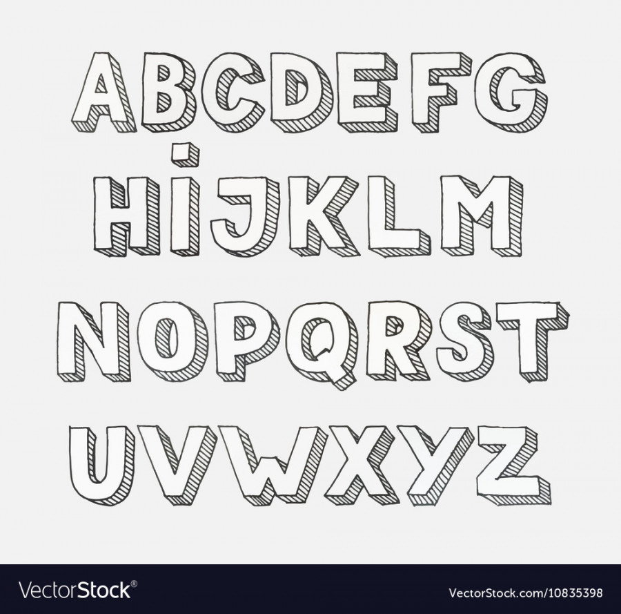 Alphabet hand drawn letters Royalty Free Vector Image