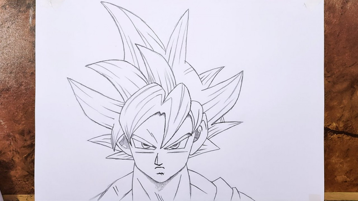 Anime drawing  Goku ultra instinct pencil sketch step by step