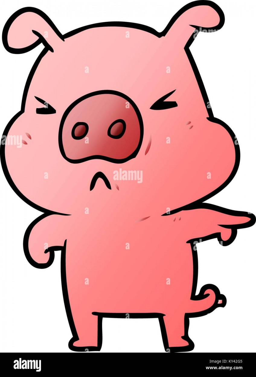 cartoon angry pig pointing Stock Vector Image & Art - Alamy