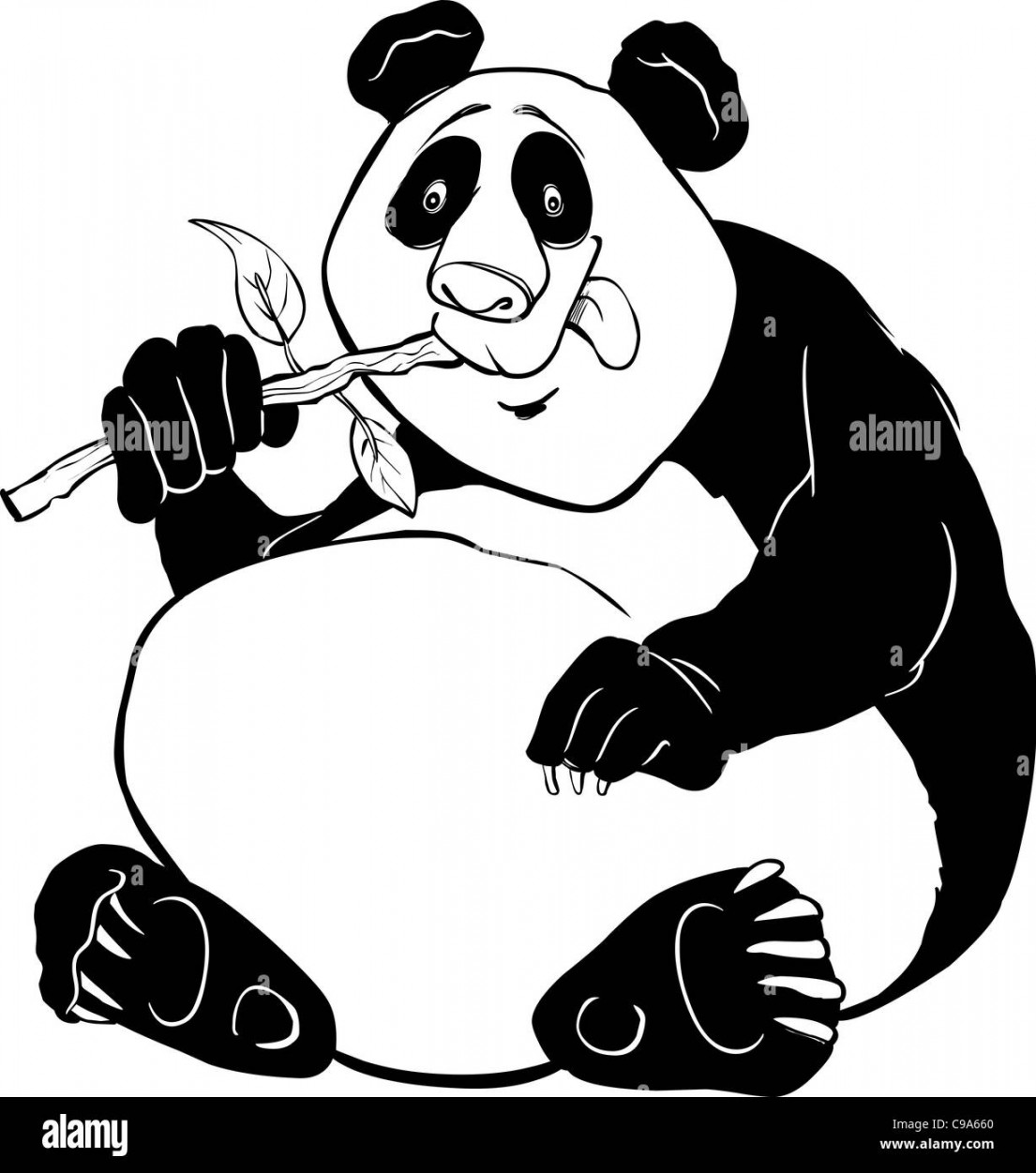 cartoon illustration of funny giant panda bear coloring page Stock