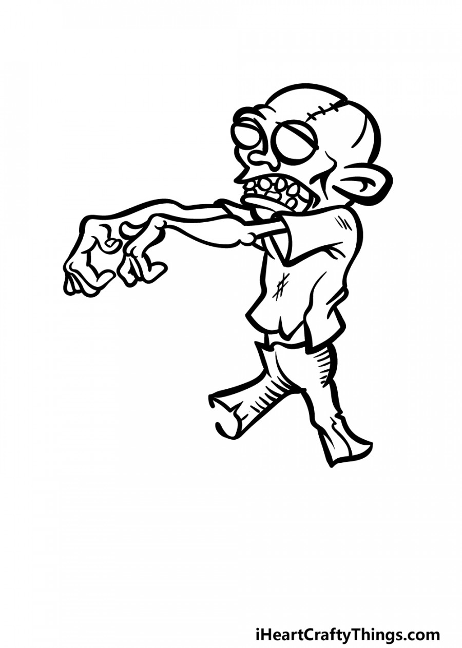 Cartoon Zombie Drawing - How To Draw A Cartoon Zombie Step By Step