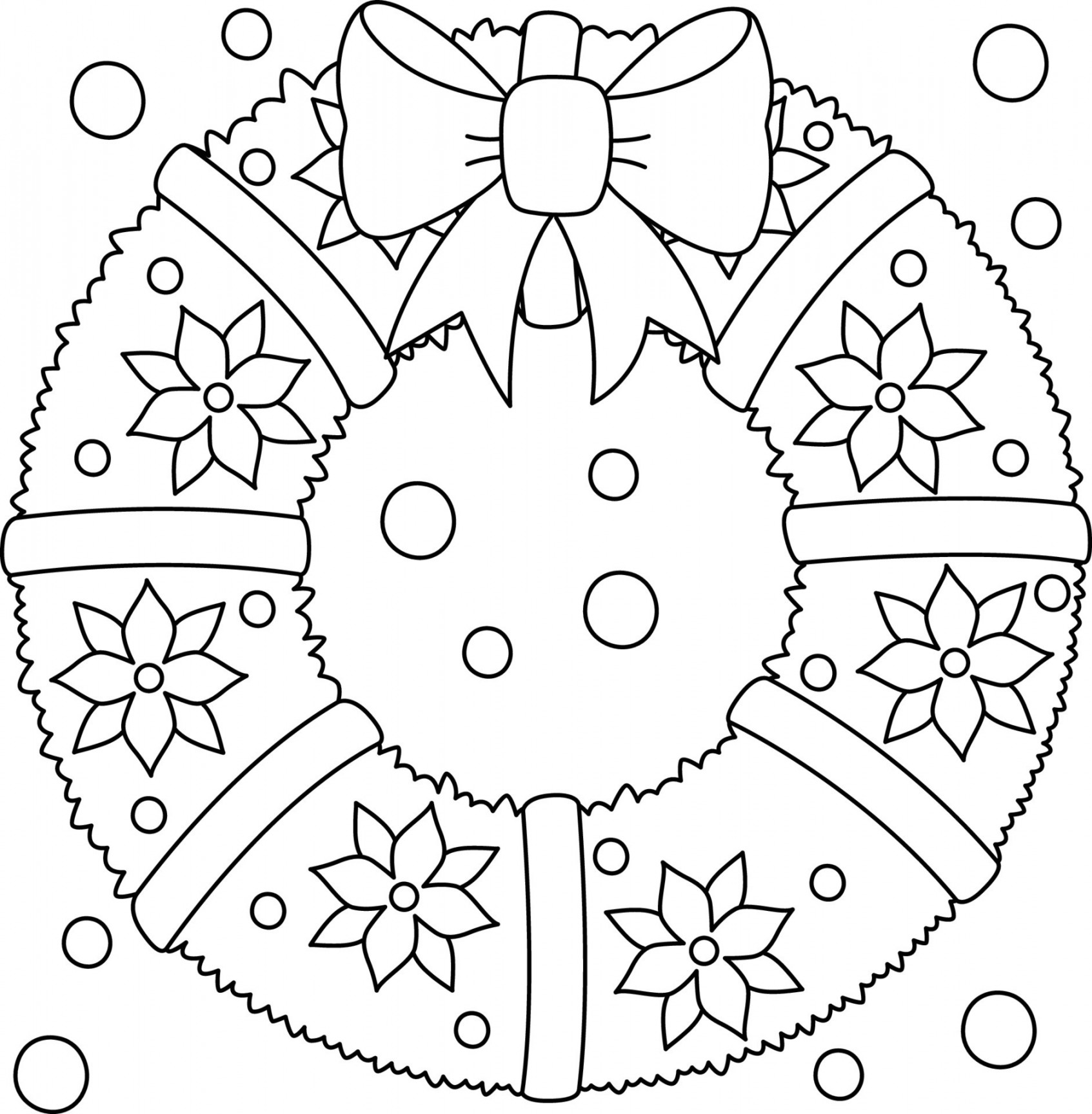 Christmas Wreath Coloring Page for Kids  Vector Art at Vecteezy