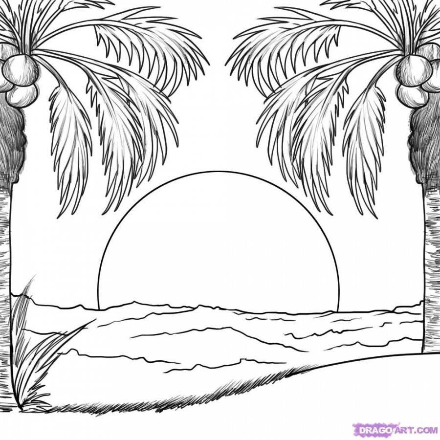 Coloring pages nature, Beach drawing, Outline drawings