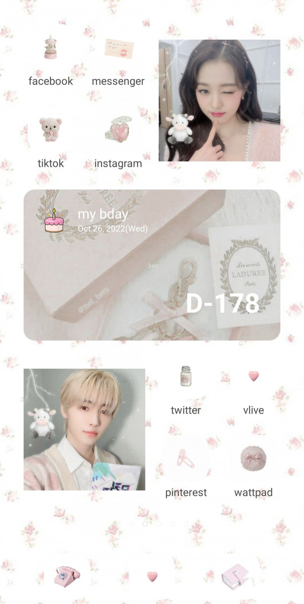 coquette kpop homescreen layout