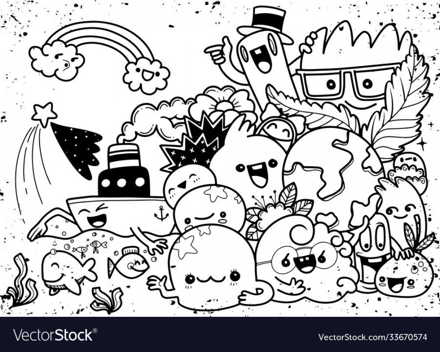 Creativity activities funny doodle cartoon set Vector Image