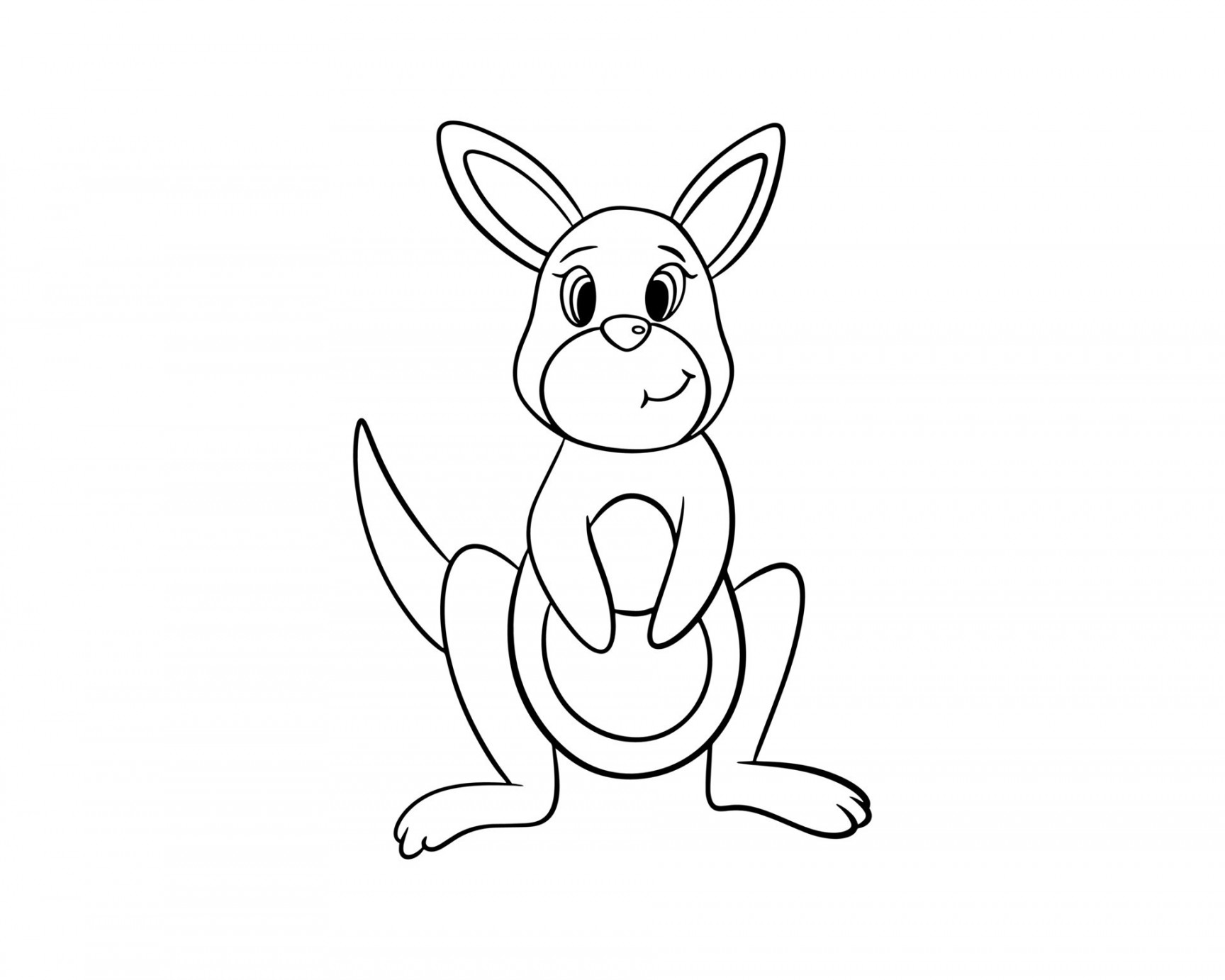 Cute kangaroo drawn with a black outline  Vector Art at