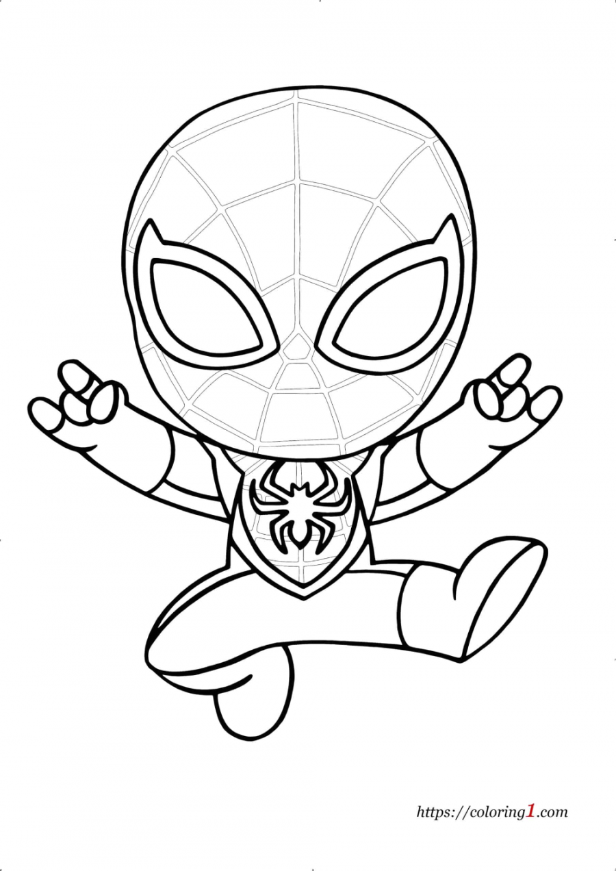 Cute Miles Morales Spiderman Coloring Pages -  Free Coloring