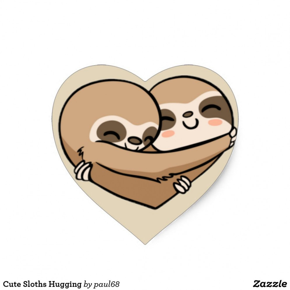 Cute Sloths Hugging Heart Sticker  Zazzle  Cute sloth, Sloth