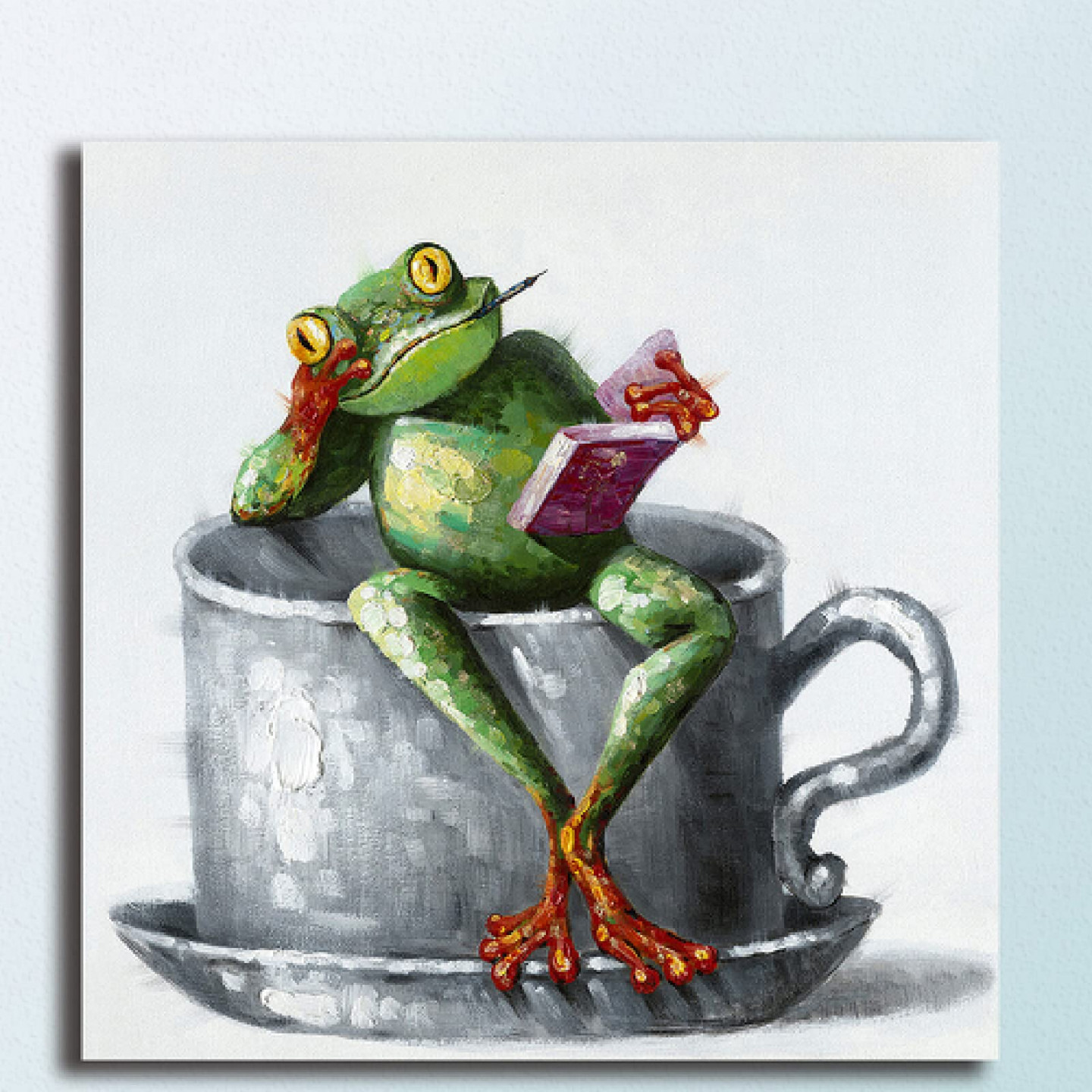 DFHDFH Nordic Poster and Print Abstract Wall Art Frog Reading