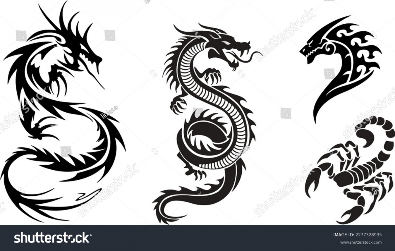 Dragon Drawing Easy Dragon Drawings Black White Royalty-Free