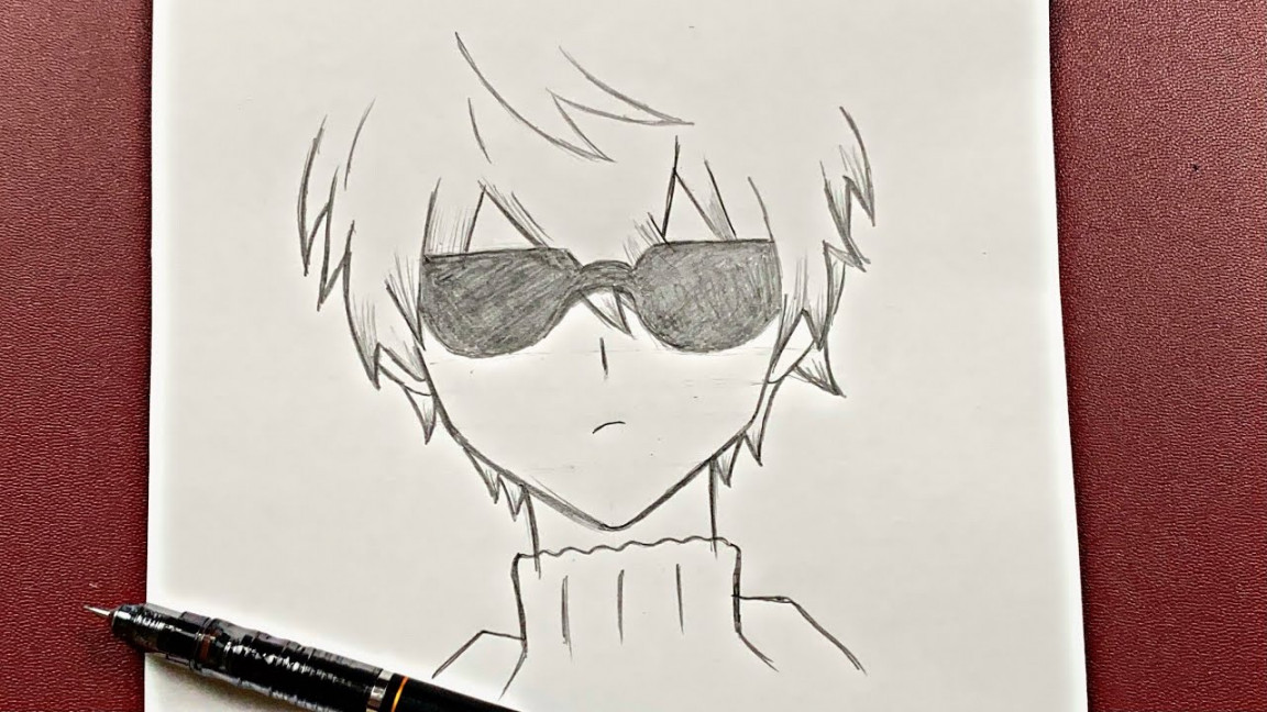 Easy to draw  how to draw anime boy wearing sunglasses easy step-by-step