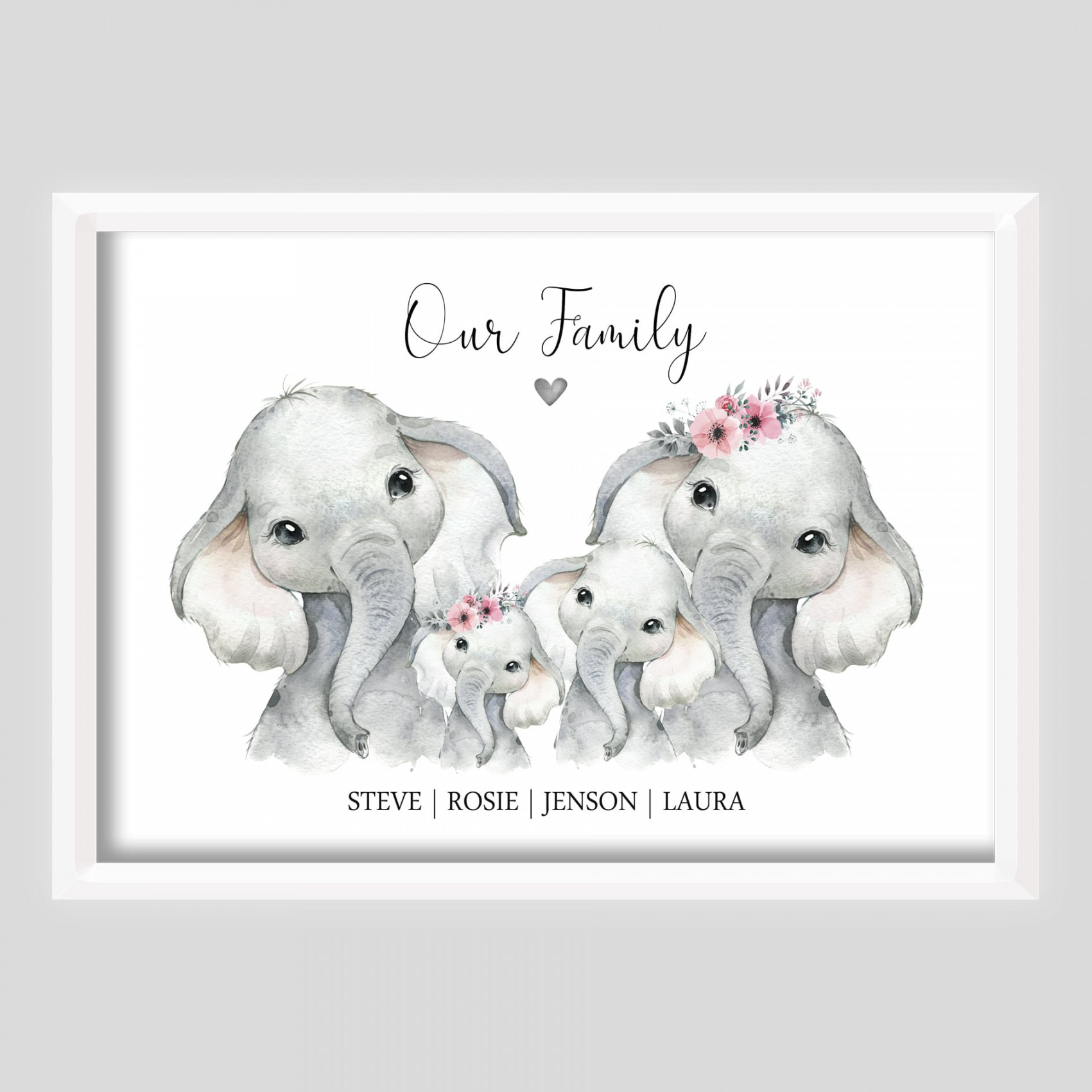 Elephant Personalised Family Gift Print (up to )  Cloud Nine