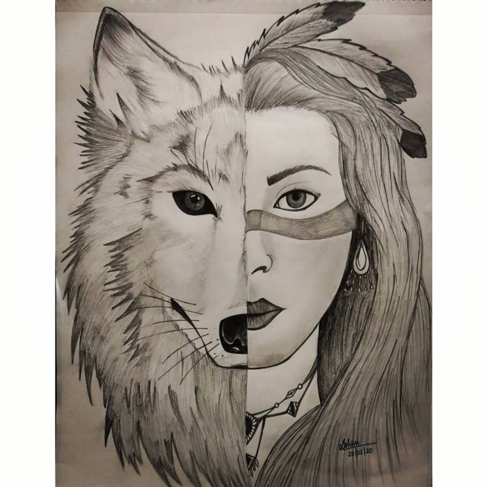 Empowering Wolf + Human Face: Celebrating Inner Strength