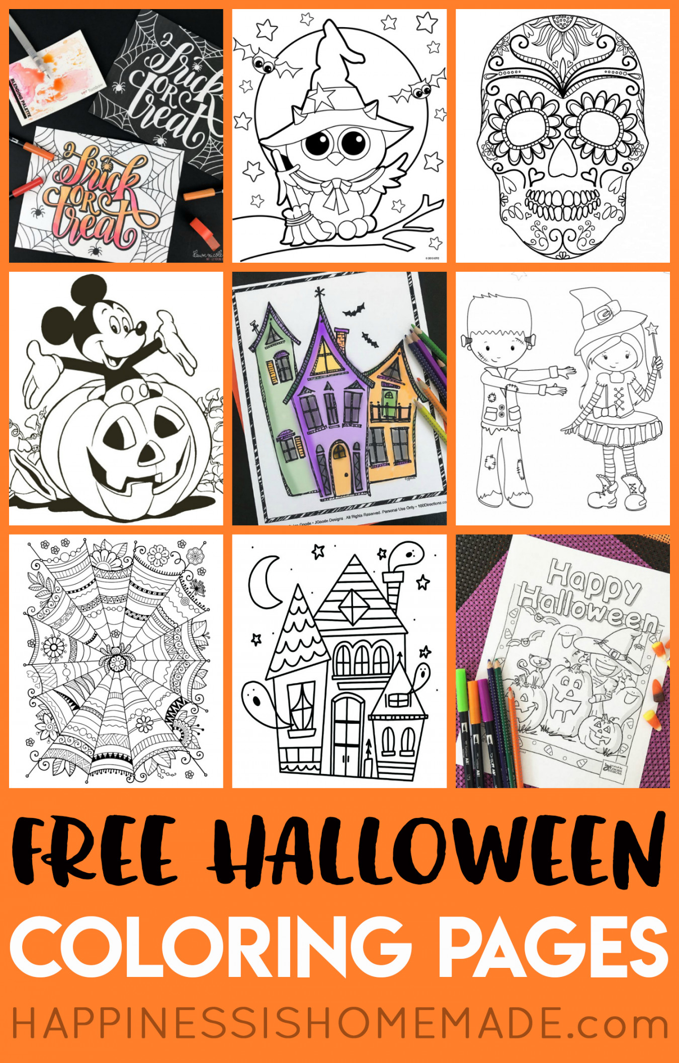 + FREE Halloween Coloring Pages for Adults & Kids - Happiness is