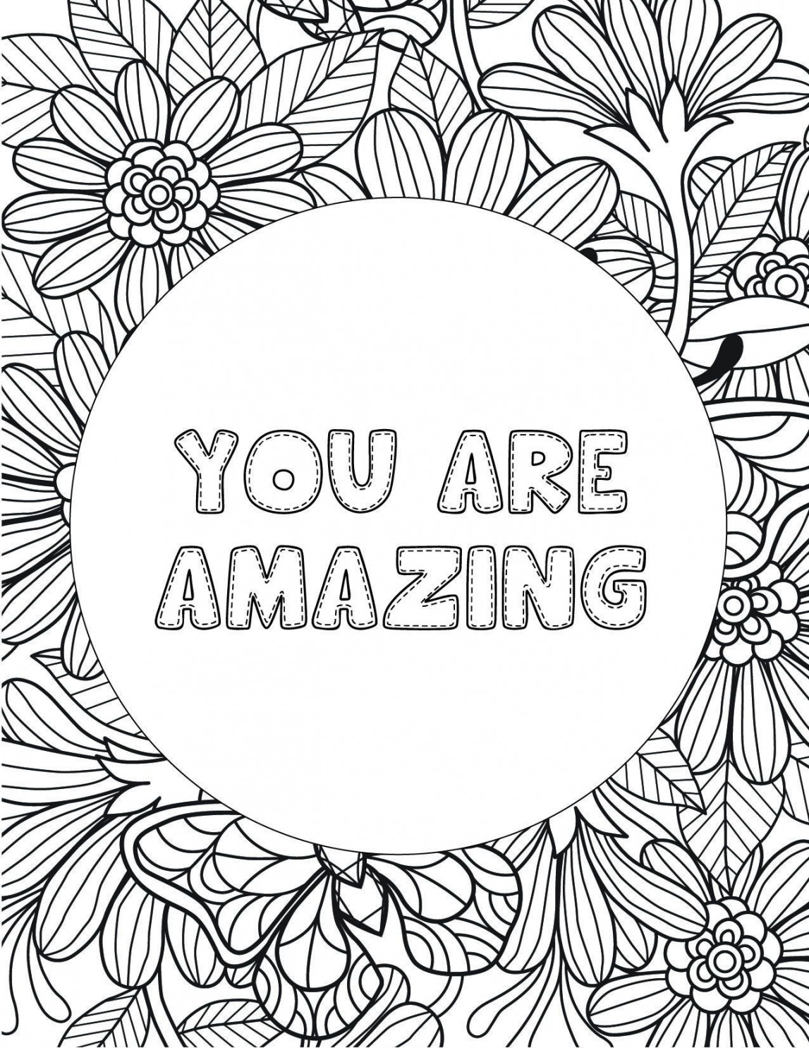 Free Printable Fun Inspirational Quote Coloring Page - You Are