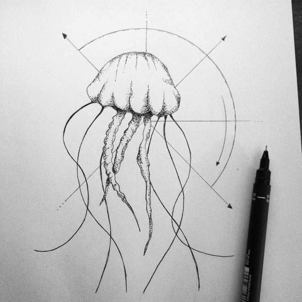 Geometric jellyfish #art #illustration #tattoo #minimalist