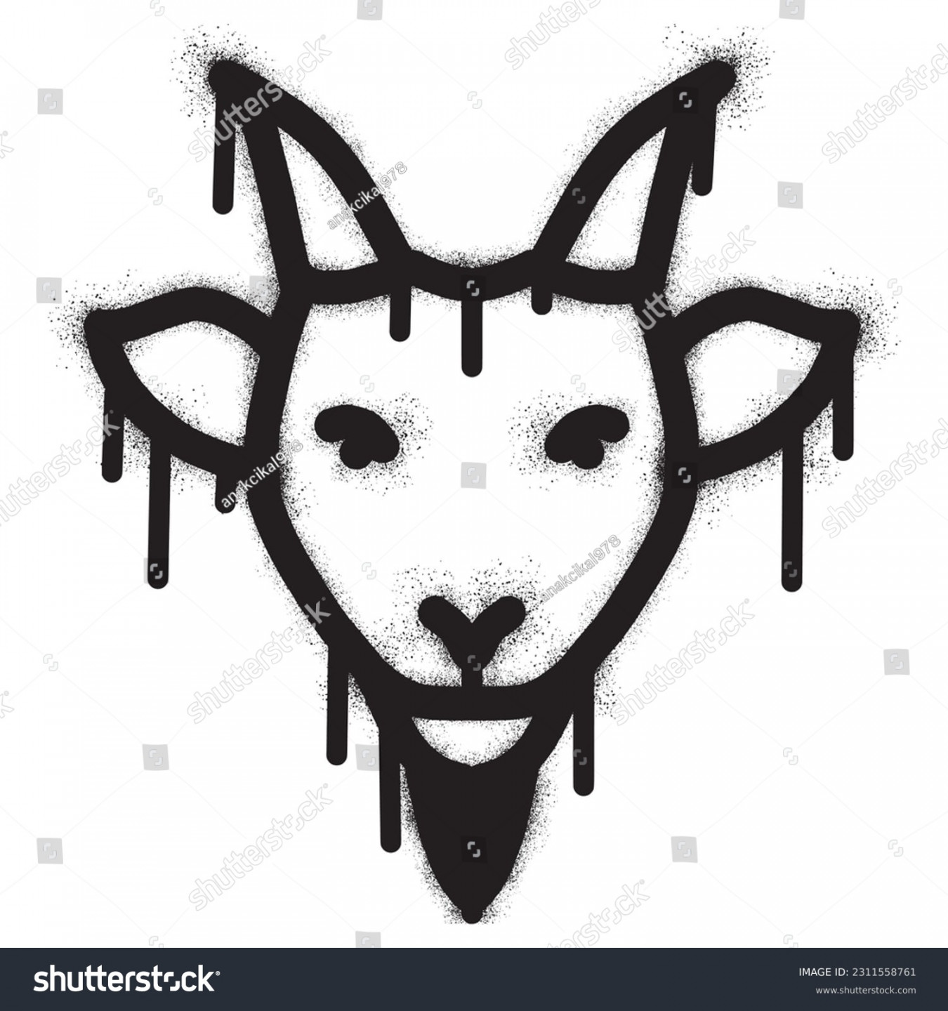 Goat Head Graffiti Black Spray Paint Stock Vector (Royalty Free