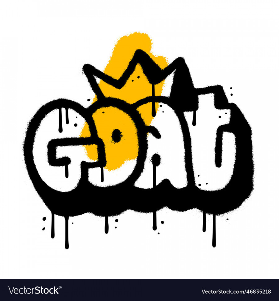 Graffiti spray paint word goat with yellow crown Vector Image