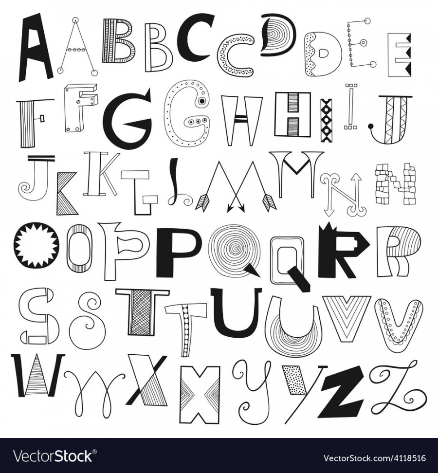 Hand drawn alphabet letters Royalty Free Vector Image