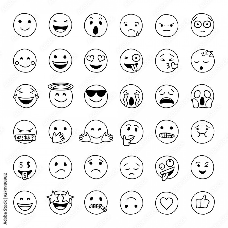 Hand drawn doodle emoji Stock-Vektorgrafik  Adobe Stock