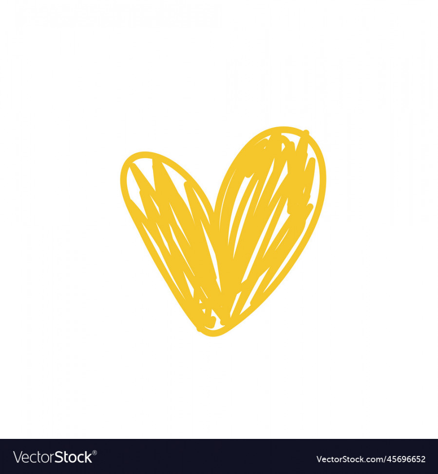 Heart sketch pencil drawing yellow romantic pen Vector Image