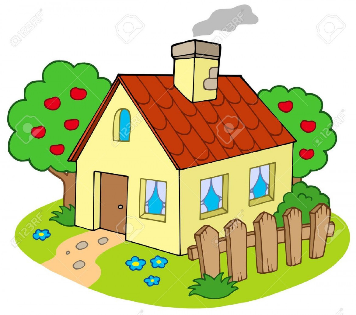 House with garden - vector illustration