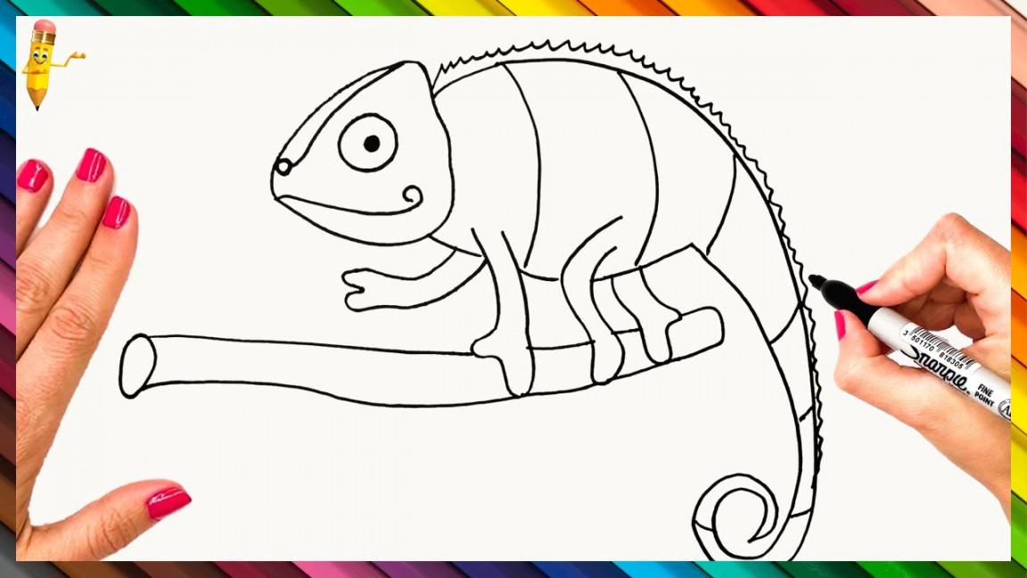 How To Draw A Chameleon Step By Step - Chameleon Drawing Easy