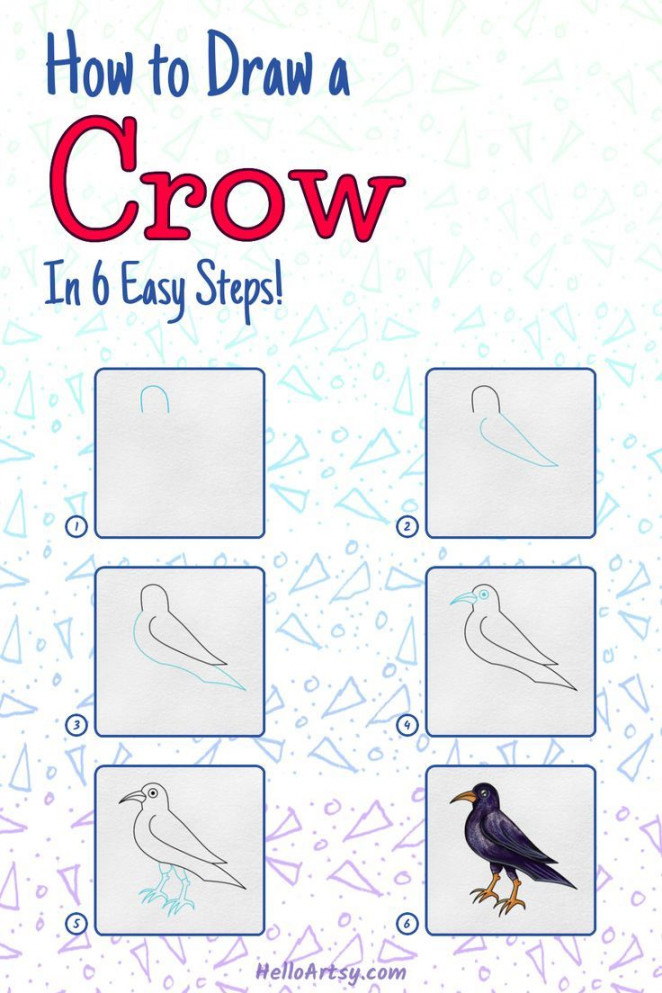 How to Draw a Crow ( STEPS!) Easy Crow Drawing Lesson for Kids