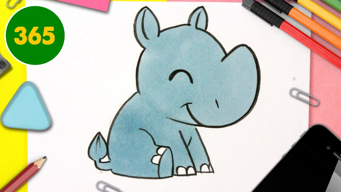 HOW TO DRAW A CUTE RHINO KAWAII