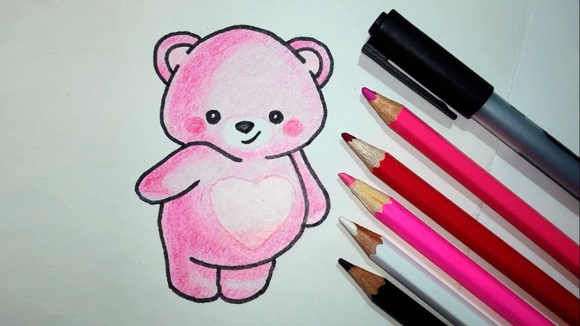 How to Draw a Cute Teddy Bear with colored pencils