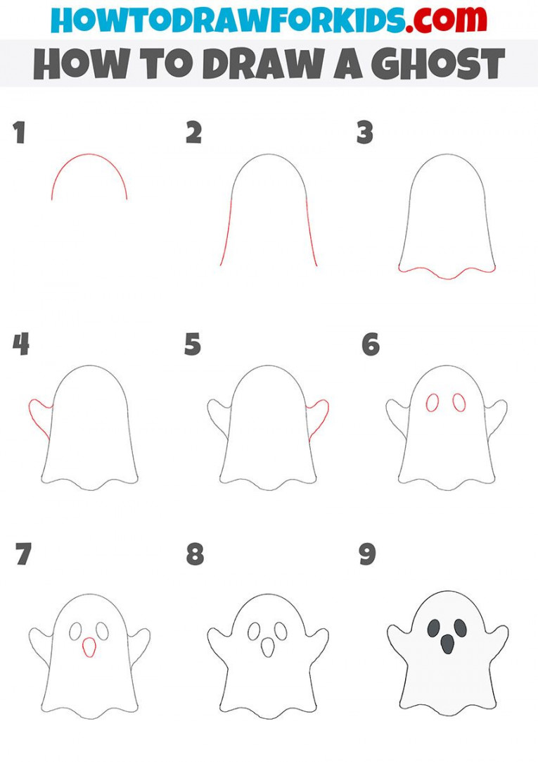 how to draw a ghost step by step  Ghost drawing, Cute easy