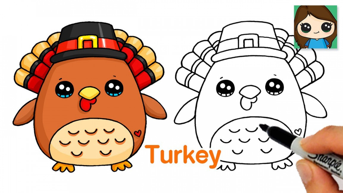 How to Draw a Turkey Easy  Cute Thanksgiving Art