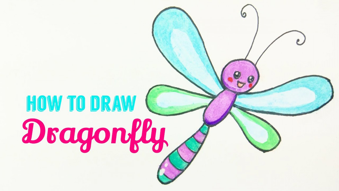 HOW TO DRAW DRAGONFLY  Easy & Cute Dragonfly Drawing Tutorial For Beginner  / Kids