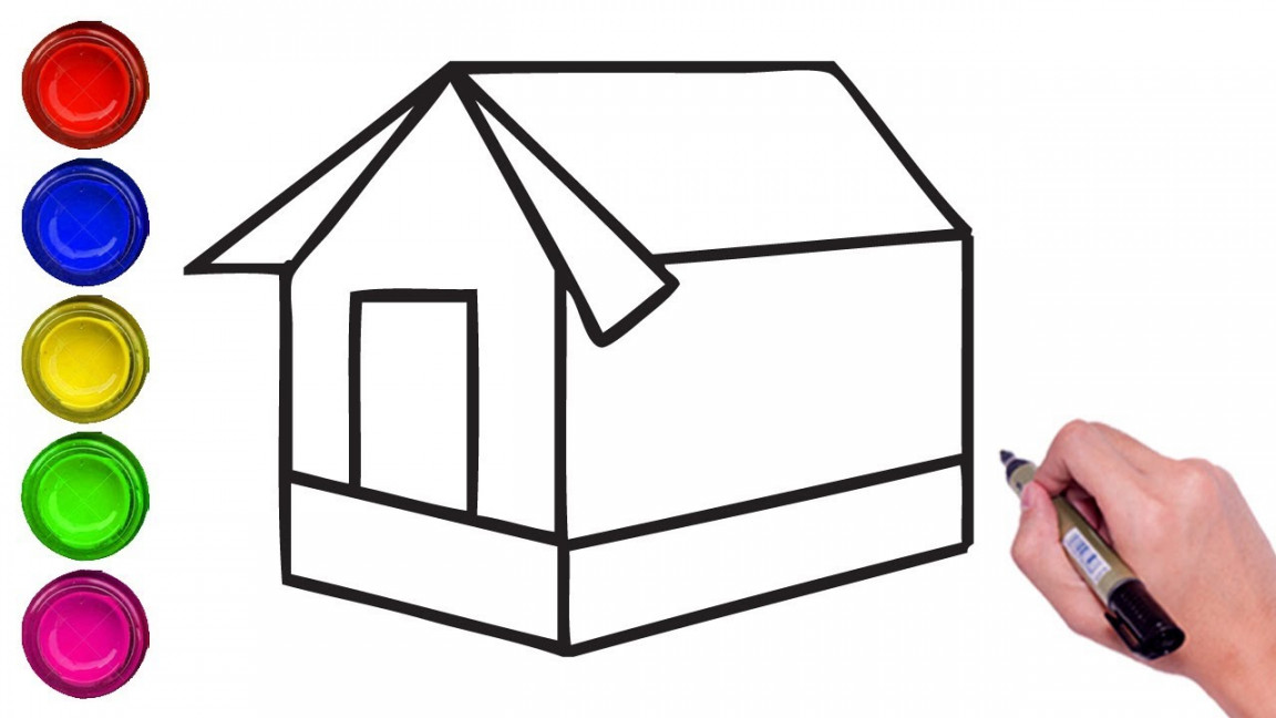 HOW TO DRAW HOUSE USING GEOMETRICAL SHAPES FOR KIDS EASY STEP BY STEP.