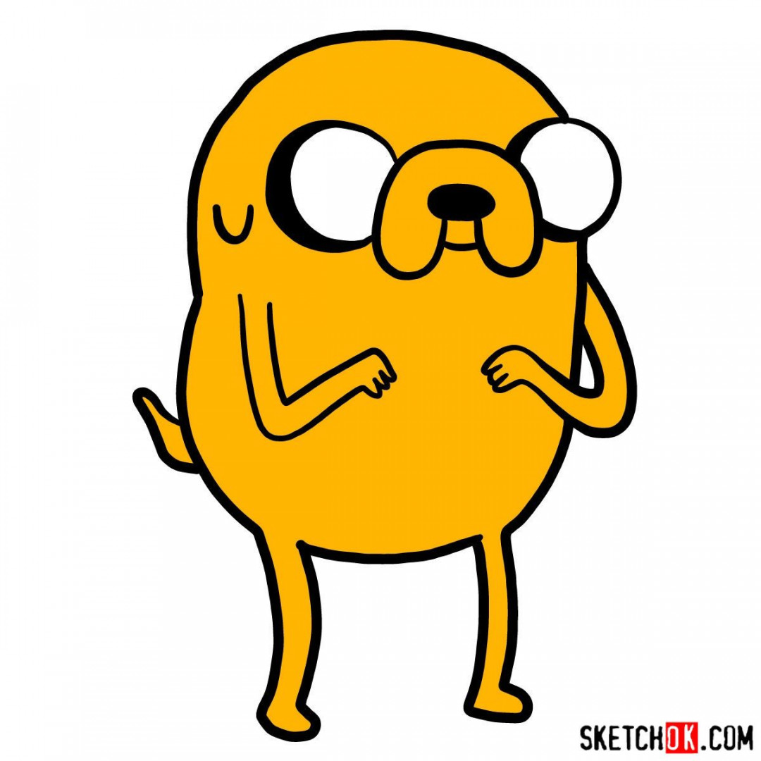 How to draw Jake the dog - Step by step drawing tutorials